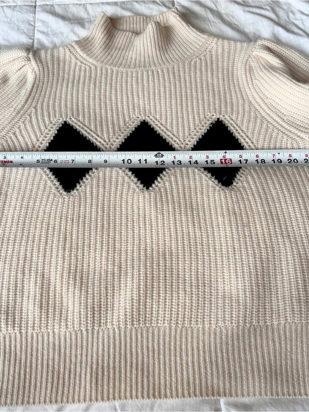 Reformation x Shrimps Diamond Turtleneck Cashmere Cream & Black Sweater - Large - Picture 8 of 11